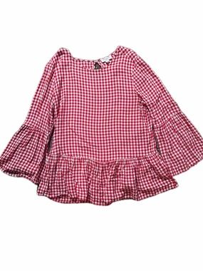 beachlunchlounge Red & White Checkered Peplum Blouse